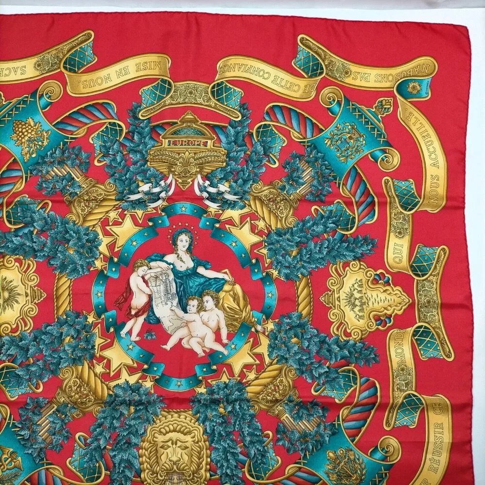 Authentic  Hermes scarf Carre 90 Reds Silk100% - Picture 6 of 10